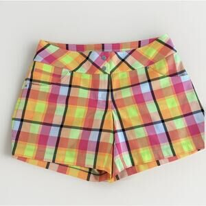 Slazenger Women's Size 4 Golf Shorts - Pink Orange Plaid - Pickleball Tennis